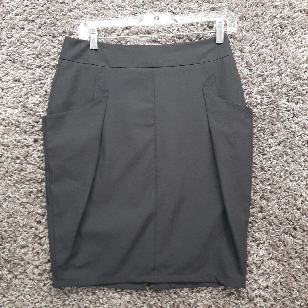 Jennifer Lopez Midi Skirt‎ Straight Pencil Womens 6 Black Cute Zip Back
